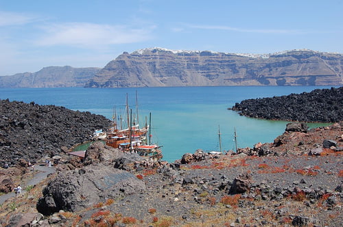 volcanic landscape in santorini